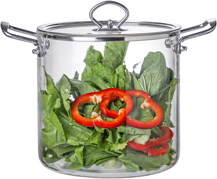 5,5L Glas- Suppentopf Simmertopf - Hitzebeständig Glastopf mit Deckel zum Kochen Transparente Suppen