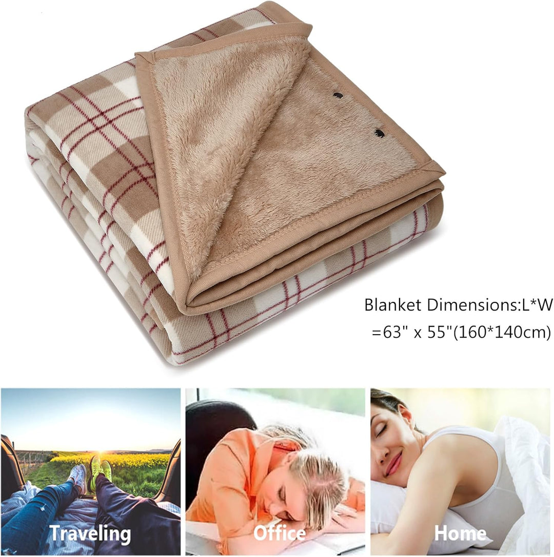 Damen Poncho Fleece Tragbare Decke, Karierte Schossdecke Bequemer Poncho Plüschdecken Überwurf Schal