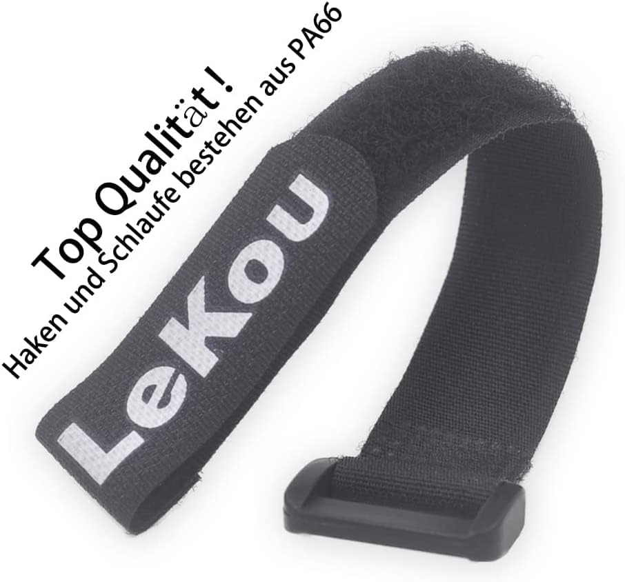 Lekou Klett Kabelbinder 12 Stück 2x20cm Klettband, Kabelbinder Wiederverschliessbar, Nylon Klettvers