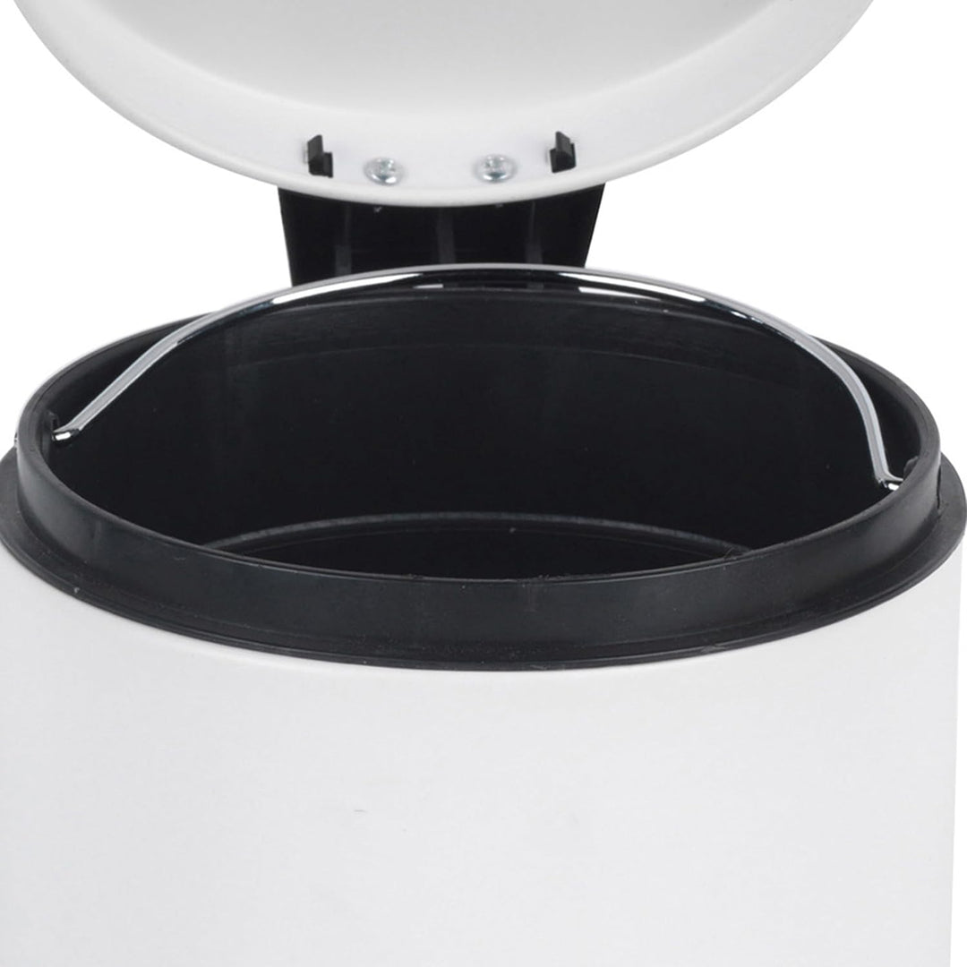 Beldray LA038098WHTEU7 Badezimmer-Fusspedal-Mülleimer - Kleiner runder Edelstahl-Hygienemülleimer fü