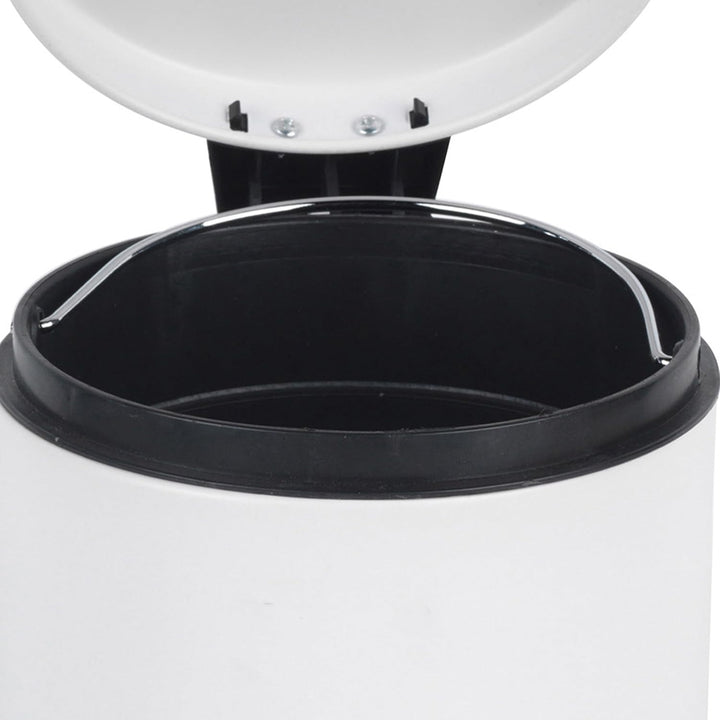 Beldray LA038098WHTEU7 Badezimmer-Fusspedal-Mülleimer - Kleiner runder Edelstahl-Hygienemülleimer fü