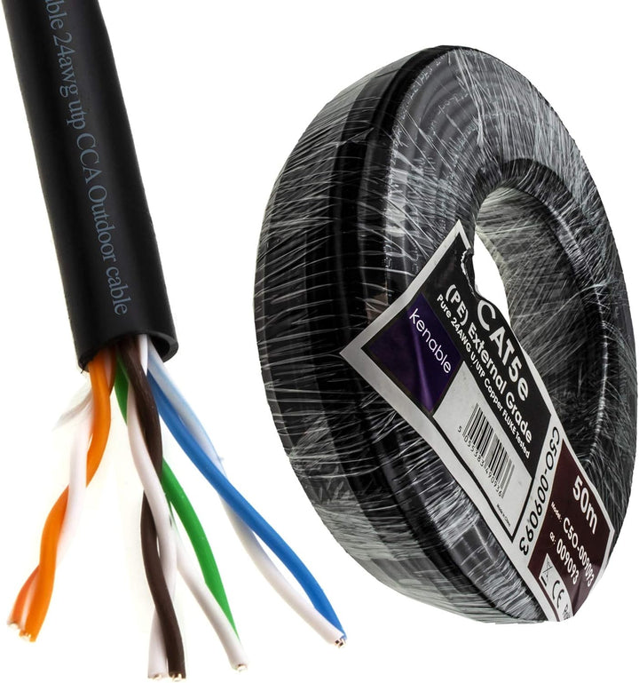 kenable Aussen Cat5E-CCA Aussen Verwendung Ethernet Netzwerk Kabel Kabelrolle UTP 50 m [50 Meter/50m
