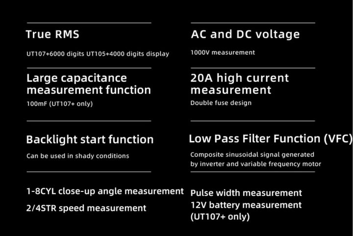 UNI-T UT107+ Automobile Multimeter High Precision True RMS Automobile Automatic Range Actual Value D