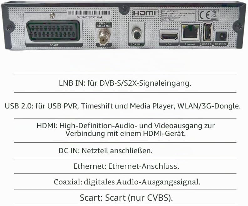 Ostark AS2X CA Digitaler Satellitenreceiver FTA DVB S2 S S2X DVBS2 HDMI FHD 1080P FTA H265 USB WiFi