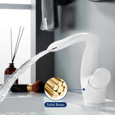 Wasserhahn Bad Wasserfall Weiss Waschtischarmatur Mischbatterie Waschbecken Armaturen Weiss Modern A