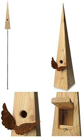 WEIDENPROFI Nistkasten, Vogelhaus mit Standfuss aus Lärchenholz, Modell Vogeldorn, Design Flügel: 16