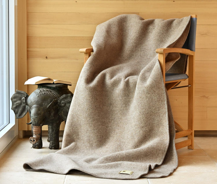 Warme Kuscheldecke Wolldecke Naturalana Doubleface Sofadecke Couchdecke Wohndecke - 100% Schurwolle