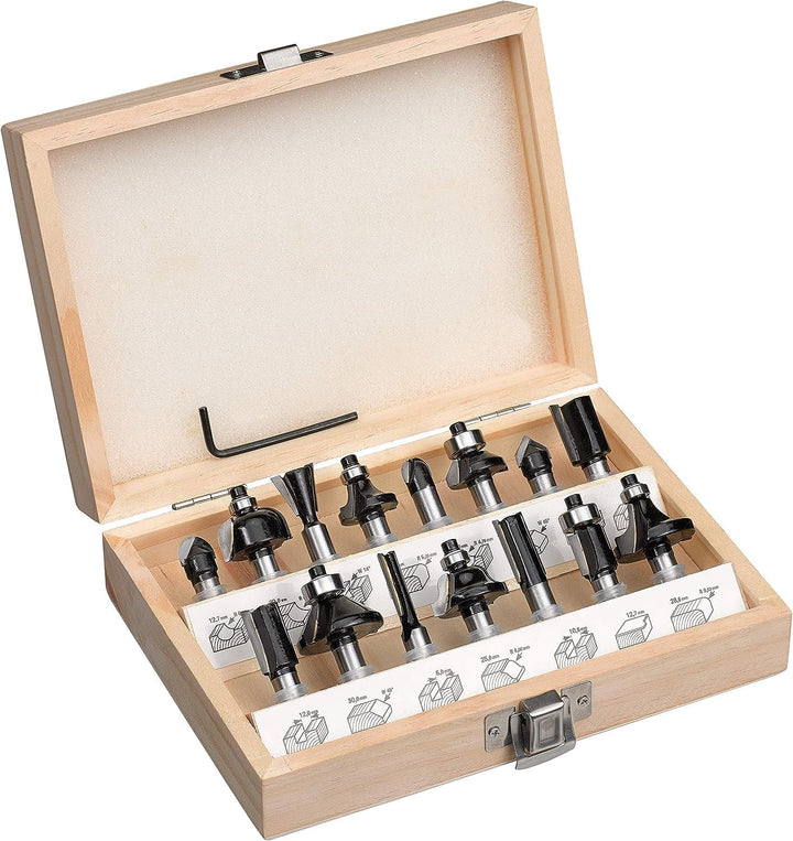 Original Einhell 15 tlg. Fräser-Set (passend für Elektro-Oberfräsen, 15-teilig, 8 mm Schaftdurchmess