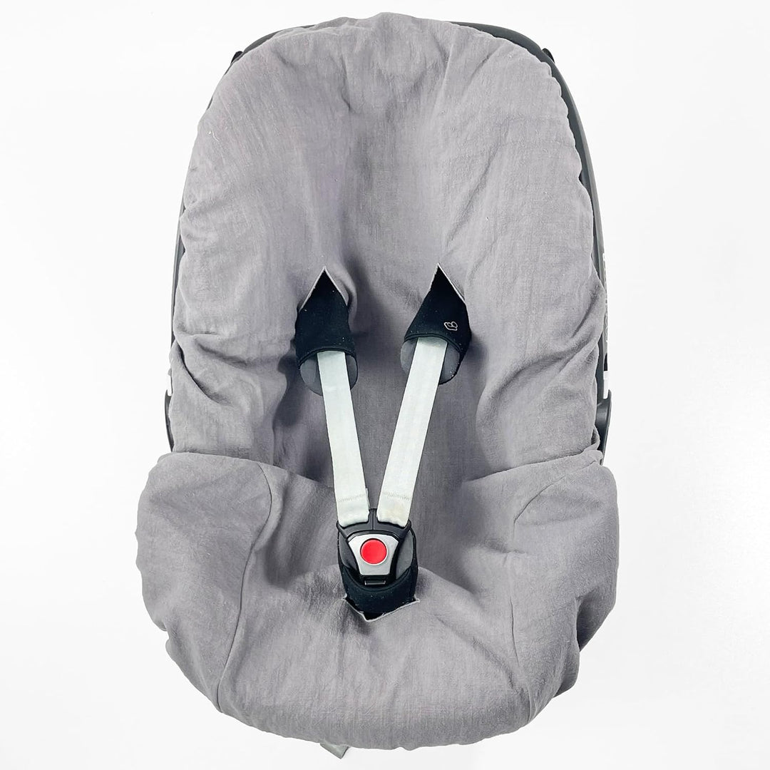 100% LEINEN Bezug für Babyschale Leinenbezug Schonbezug Babyschalenbezug Sommerbezug GRAU LEINEN gra