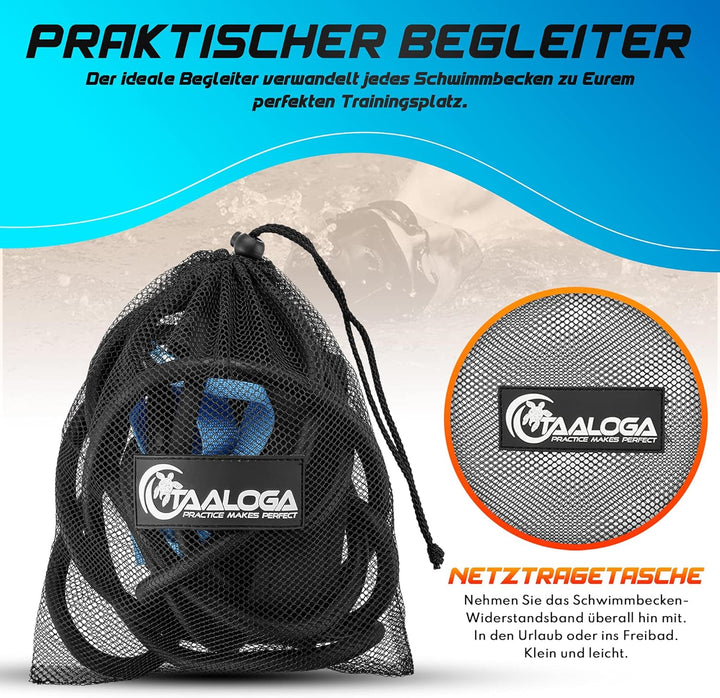 TAALOGA® Schwimmgurt | Schwimmen an der Stelle ohne Gegenstromanlage | Schwimmwiderstandseil für Spo