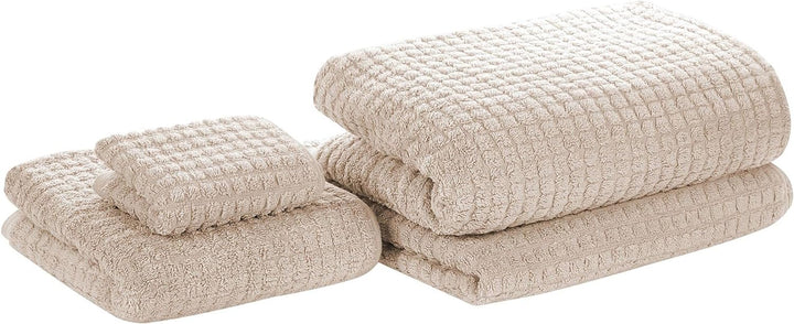 Frottee Badehandtuch 4er Set Baumwolle beige verschiedene Grössen Atai