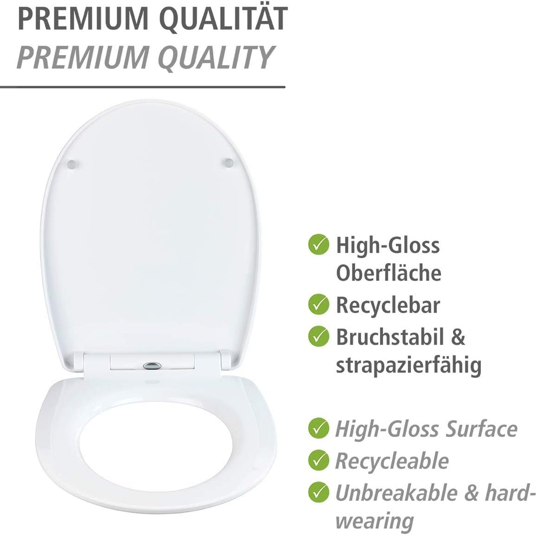 WENKO WC-Sitz Terrazzo, High Gloss Oberfläche, Toilettendeckel mit Absenkautomatik aus bruchstabilem