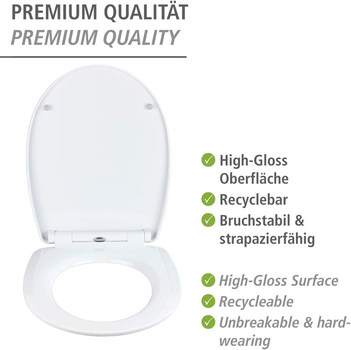 WENKO WC-Sitz Terrazzo, High Gloss Oberfläche, Toilettendeckel mit Absenkautomatik aus bruchstabilem