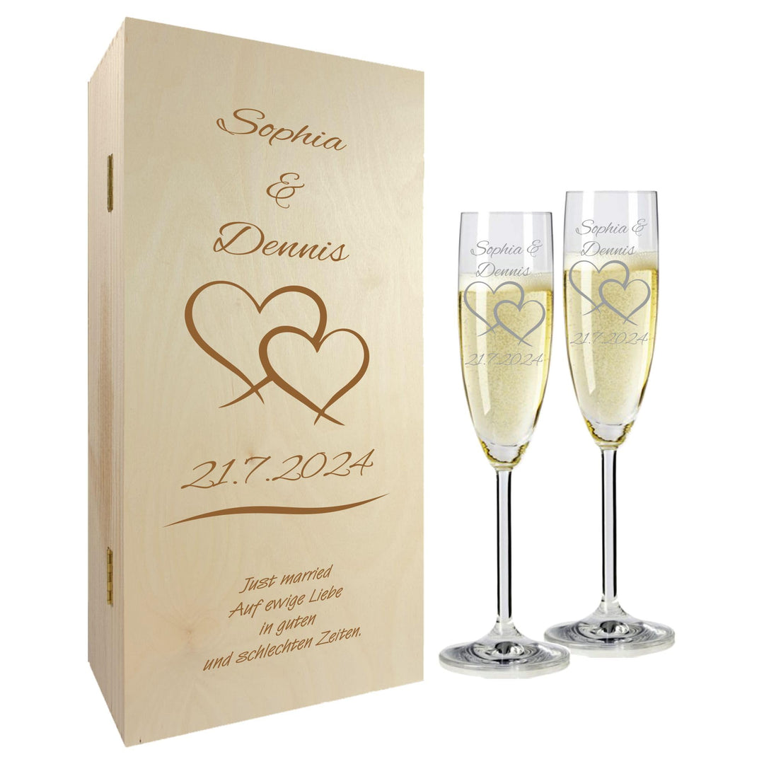 Geschenk zum Valentinstag – Sekt Geschenksets – Sektglas mit Gravur 200ml – Hochzeitsgeschenke – Ges