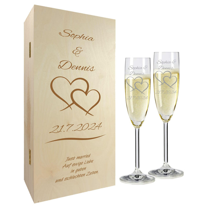 Geschenk zum Valentinstag – Sekt Geschenksets – Sektglas mit Gravur 200ml – Hochzeitsgeschenke – Ges
