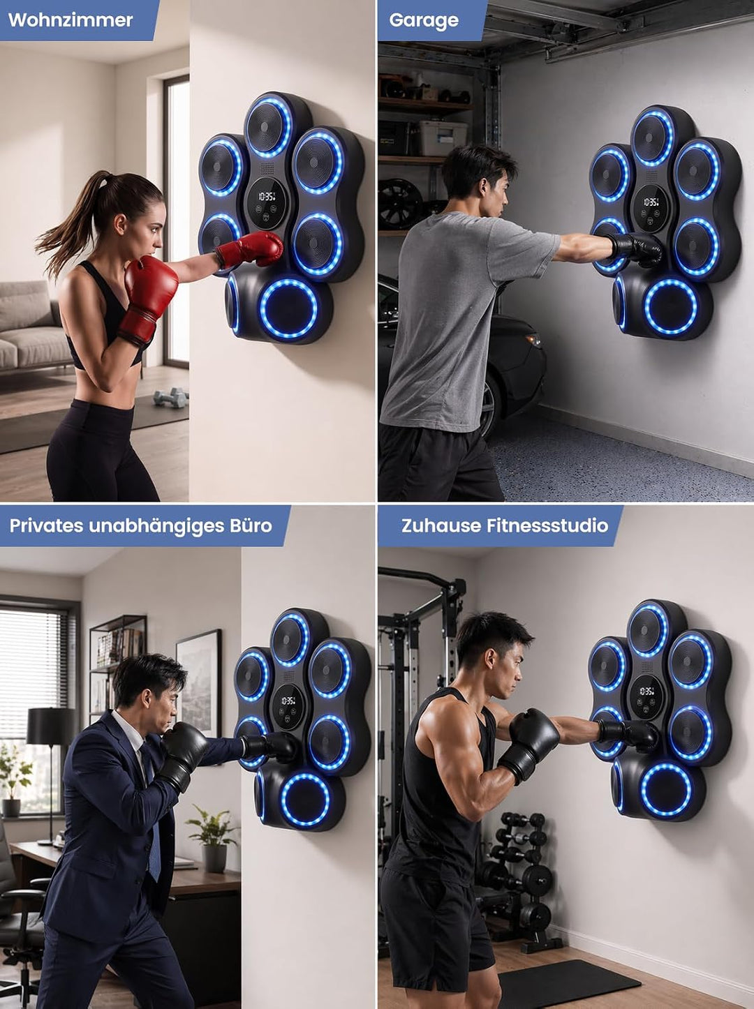 Music Boxing Machine für Erwachsene, Musikboxing Maschine mit LED-Lichtern, Bluetooth, 9 Geschwindig
