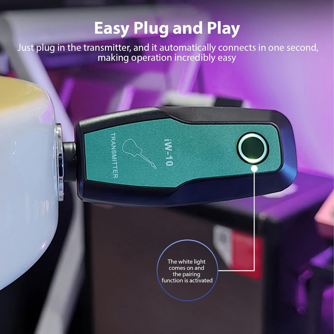 Btuty 2,4 GHz Wireless Guitar System, Kabelloser Gitarren Sender Empfänger, Wiederaufladbares Funküb