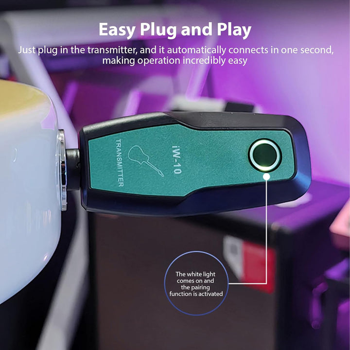 Btuty 2,4 GHz Wireless Guitar System, Kabelloser Gitarren Sender Empfänger, Wiederaufladbares Funküb
