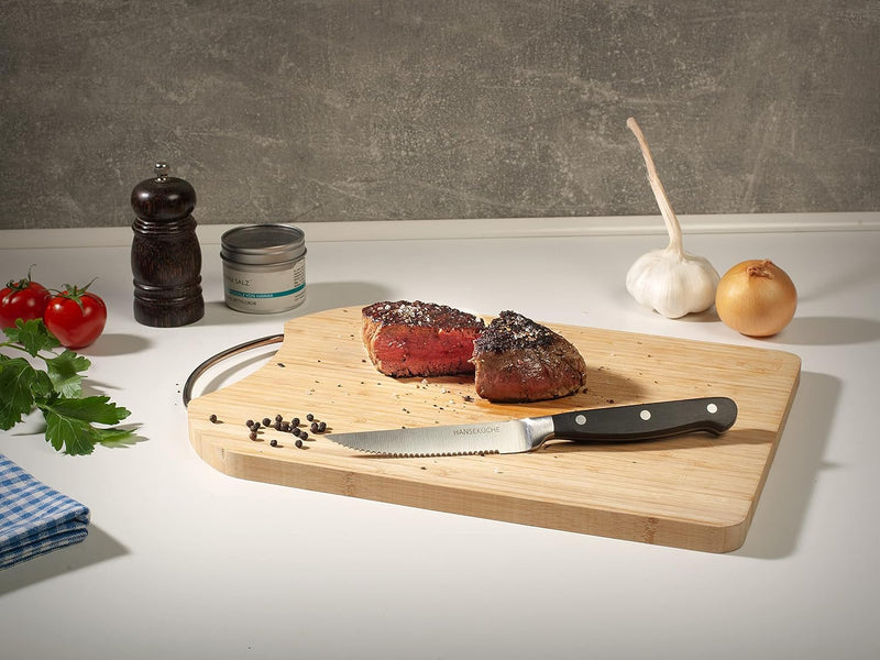 Hanseküche Steakmesser Set – 6x Hochwertige Steakmesser mit Holzgriff – Edles Besteck Set aus rostfr