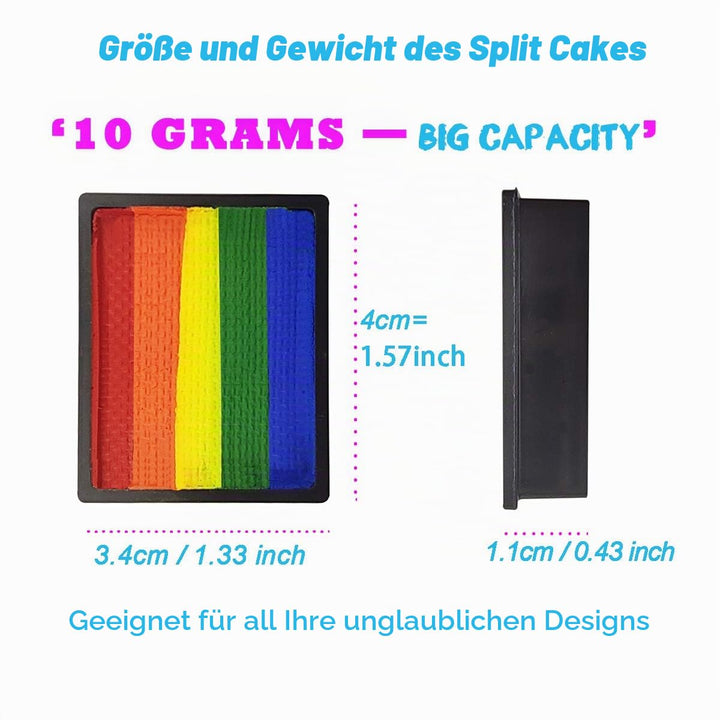 Bowitzki Professionelles Schminkset für Kinder und Erwachsene, 12 x 10 g, Schminkset mit Schablone,