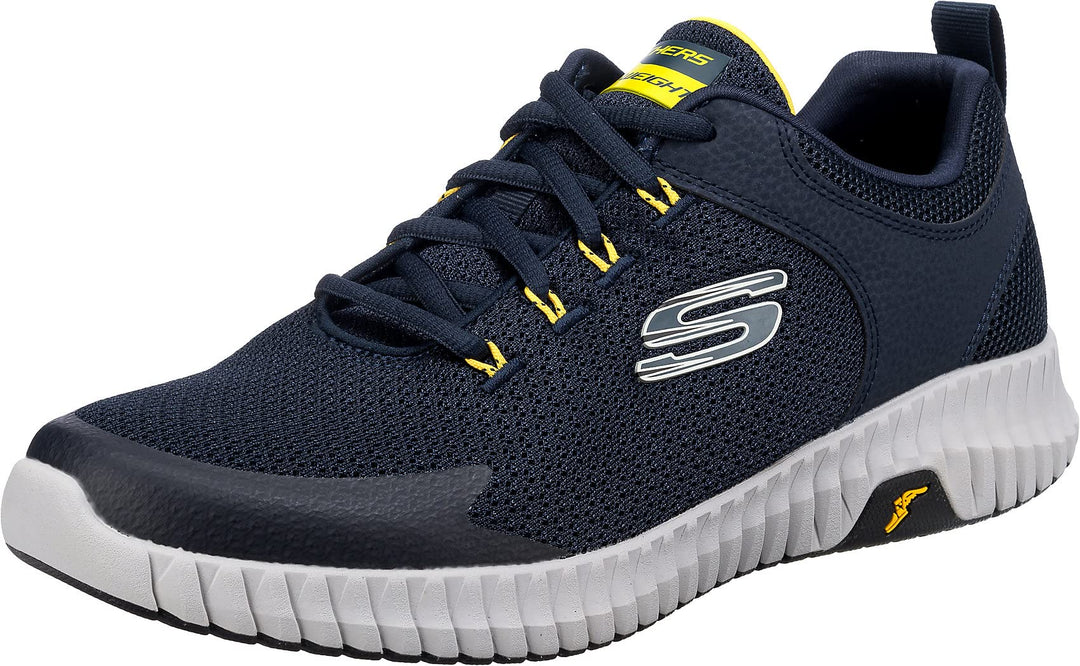 Skechers Herren Elite Flex Prime Take Over Walking-Schuh 42 EU Navy Mesh Pu Yellow Trim, 42 EU Navy
