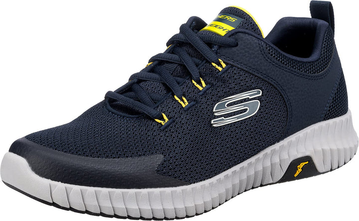 Skechers Herren Elite Flex Prime Take Over Walking-Schuh 42 EU Navy Mesh Pu Yellow Trim, 42 EU Navy