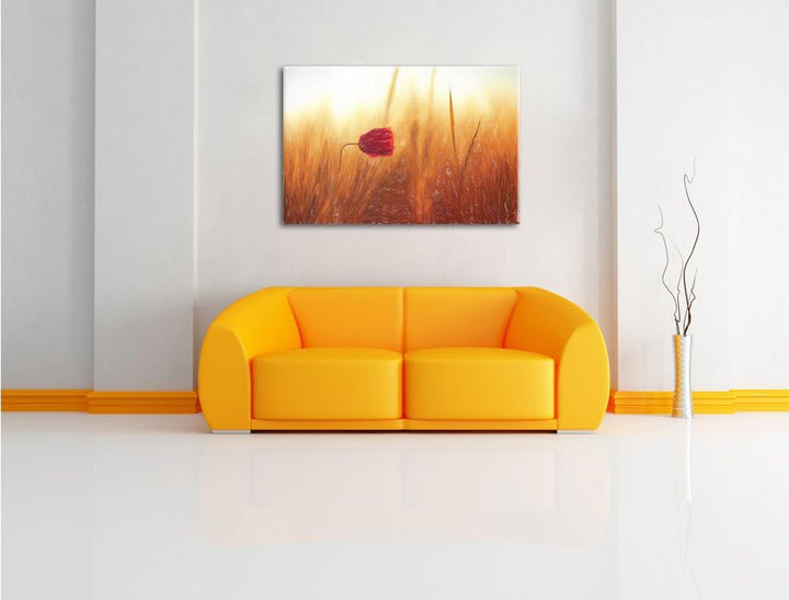 Pixxprint Einzelne rote Rose im Sonnenlicht als Leinwandbild/Grösse: 100x70 cm/Wandbild/Kunstdruck/f