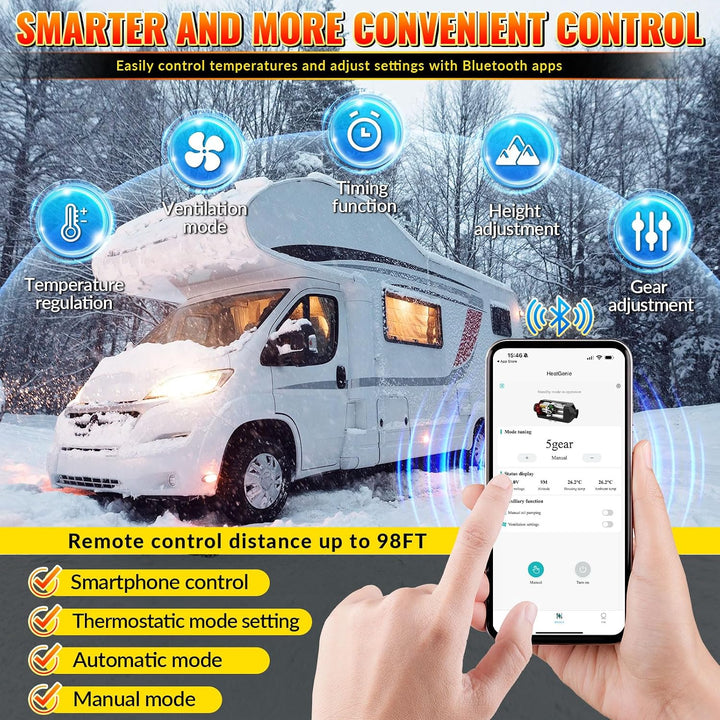 Diesel-Luftheizung All-in-One-Dieselheizung mit 8 kW, Fernbedienung und LCD-Schalteranzeige, 12 V, 2