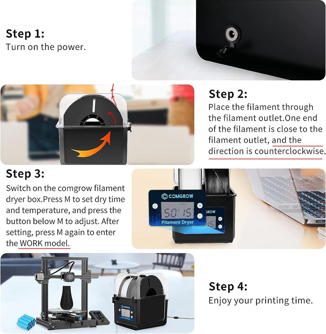 Comgrow 3D Drucker Filament Trockner Box,3D Filament Speicher, hält Filamente trocken während des 3D