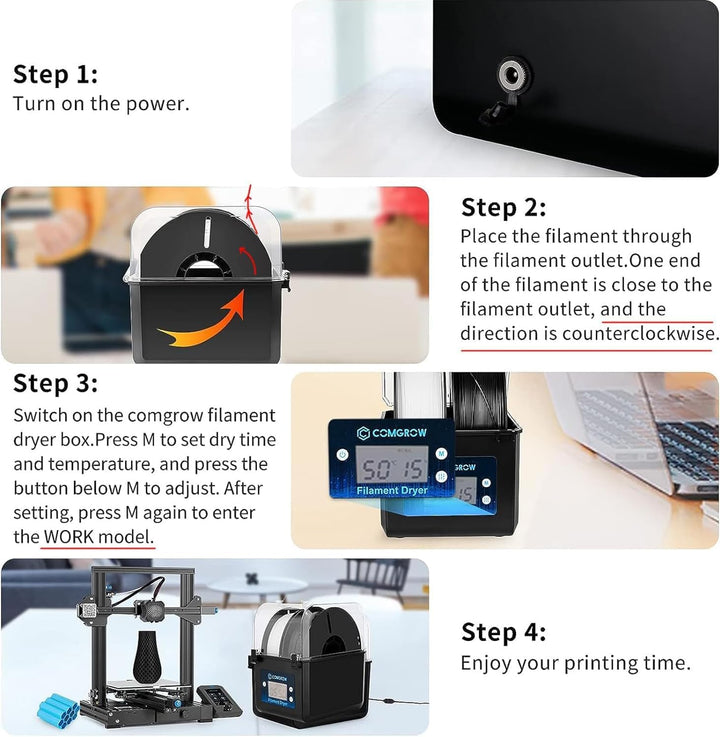 Comgrow 3D Drucker Filament Trockner Box,3D Filament Speicher, hält Filamente trocken während des 3D