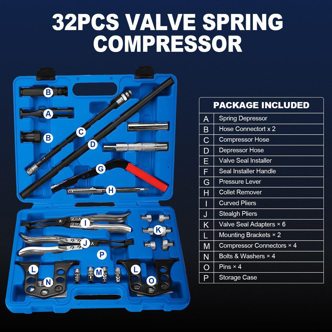 FreeTec Druckluft Ventilfederspanner Ventilschaftdichtung wechseln Montage Werkzeug Motorzylinder OH