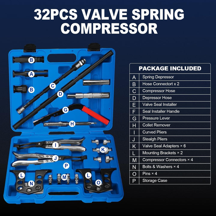 FreeTec Druckluft Ventilfederspanner Ventilschaftdichtung wechseln Montage Werkzeug Motorzylinder OH