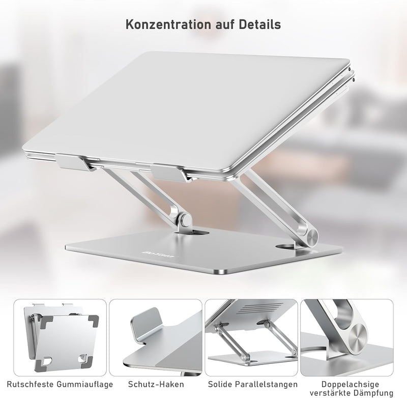 BoYata Laptopständer, Multi-Angle Laptop Ständer mit Heat-Vent, Verstellbarer Notebook Ständer Kompa