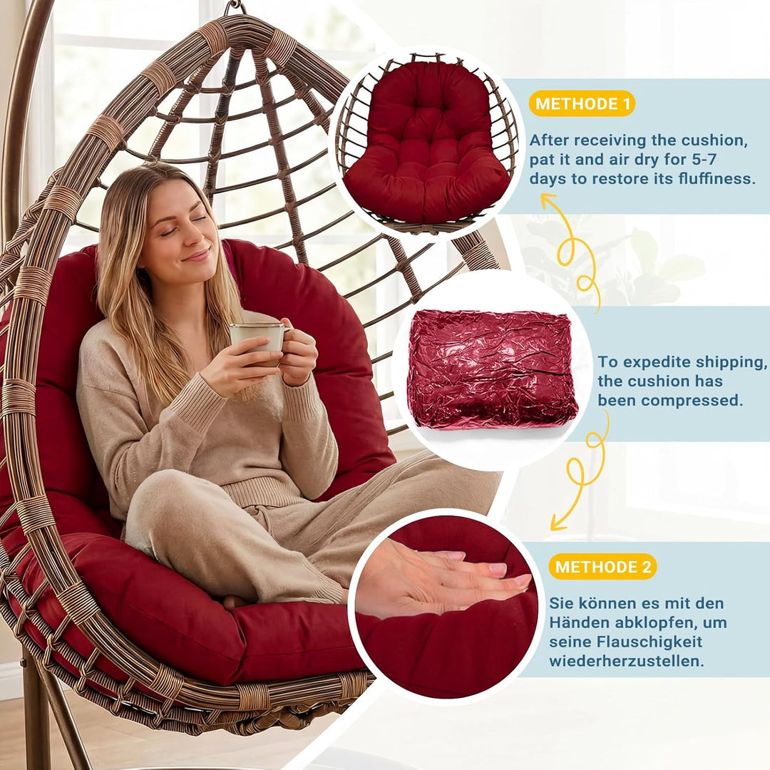 Hängesessel Kissen Ersatzkissen Outdoor: Thick Soft Polyester Sitzkissen 80x120 cm Egg Swing Cushion