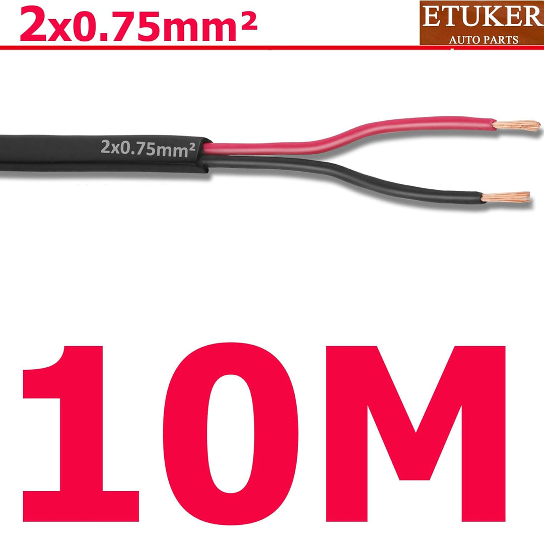 18AWG 2×0.75mm² Elektrischer Draht Kabel 2 adrig 10M Kupferkabel Fahrzeugkabel 2 polig Verlängerungs