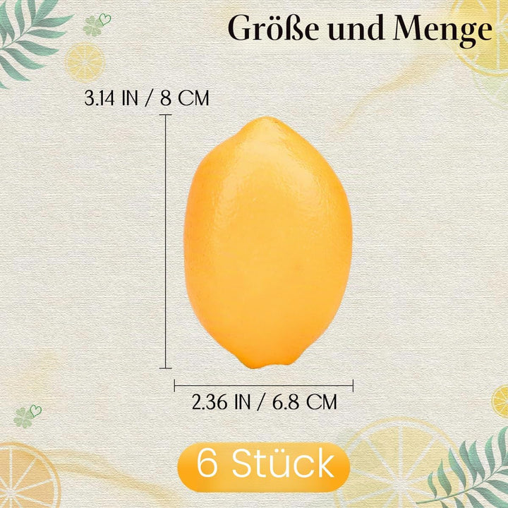 Gresorth 8 Stück Künstliche Lebensechte Gelb Zitrone Deko Gefälschte Früchte Obst Party Festival Dek