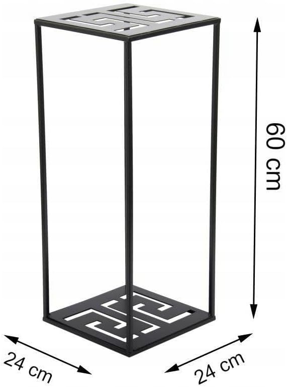 HowHomely Blumenständer Metall 60 x 24 cm - Blumenhocker mit Geometrischem Design - Schwarz Pflanzen
