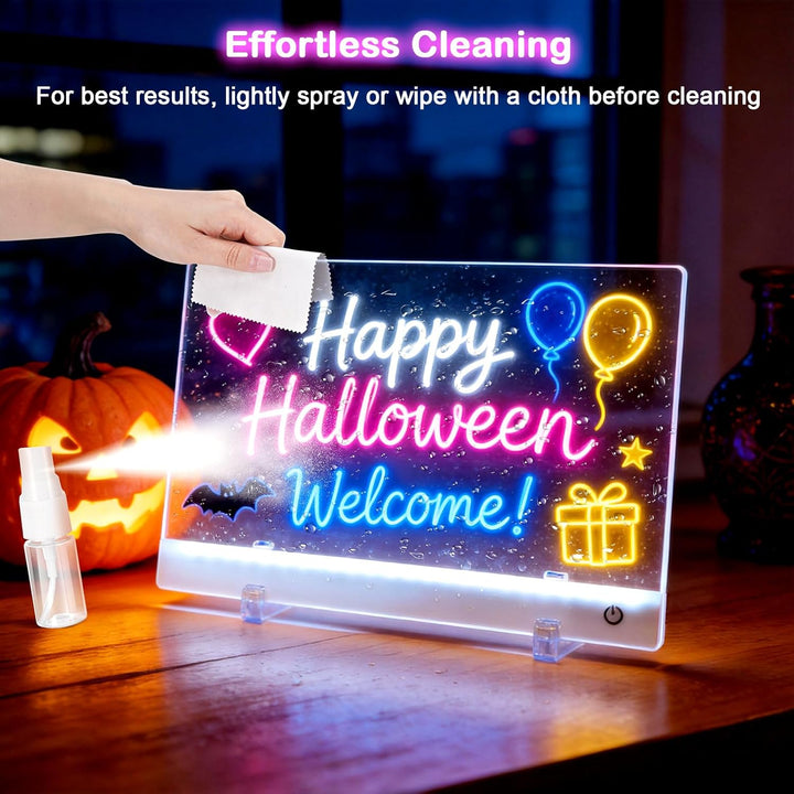 Wiederaufladbare LED Maltafel Kinder, 30x20cm LED Notiztafel mit 7 Farben & Ständer, Kreatives Zeich