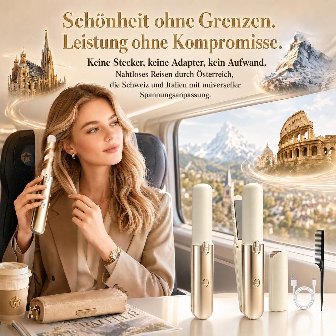 Glätteisen Mini Kabellos 5000mAh Akku, 2 in 1 Glätteisen Locken und Glätten | Reiseglätteisen Mini f