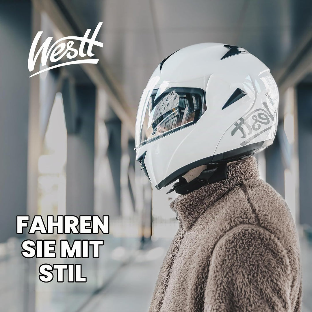 Westt Motorradhelm Herren Damen Integralhelm Klapphelm Flip-up Motorrad Jethelm Chopper Mofa Moped R