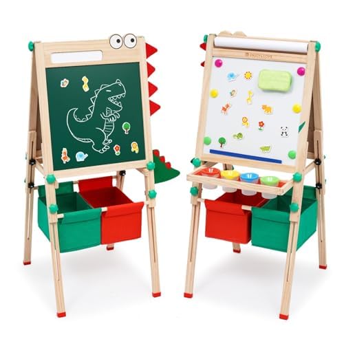 Kinder Staffelei mit Papierrolle Malen Doppelseitiges Whiteboard und Kreidetafel, Tafel Kinder mit Z