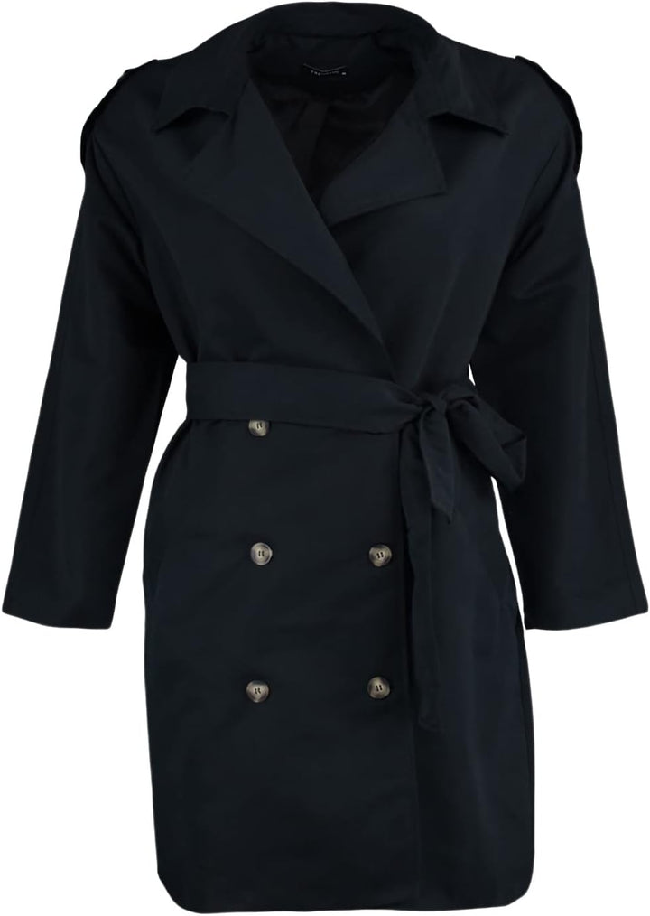 TRENDYOL Damen Wickelform Zweireihig Plain Webstoff Grössen in Trenchcoat Coat 44 Grosse Grössen Sch