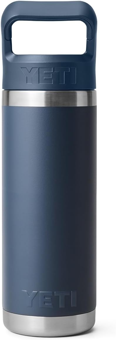 YETI Rambler 530 ml Flasche, vakuumisoliert, Edelstahl mit Strohhalmverschluss, Marineblau, Marinebl