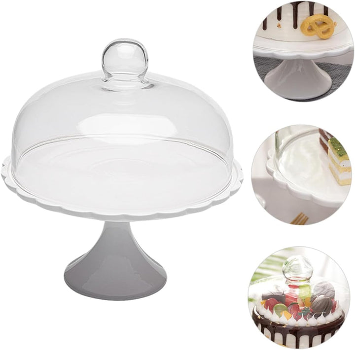 Glas Tortenplatte Mit Deckel Footed Cake Plate mit Kuppel Keramik Dessert St?nder mit Glas Dome Deck
