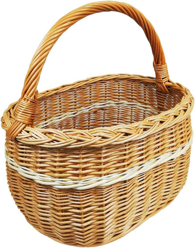 Weidenkorb, Einkaufskorb, Obst- oder Gemüsekorb, Pilzkorb, Picknickkorb 40 x 27 / H 23/40 cm