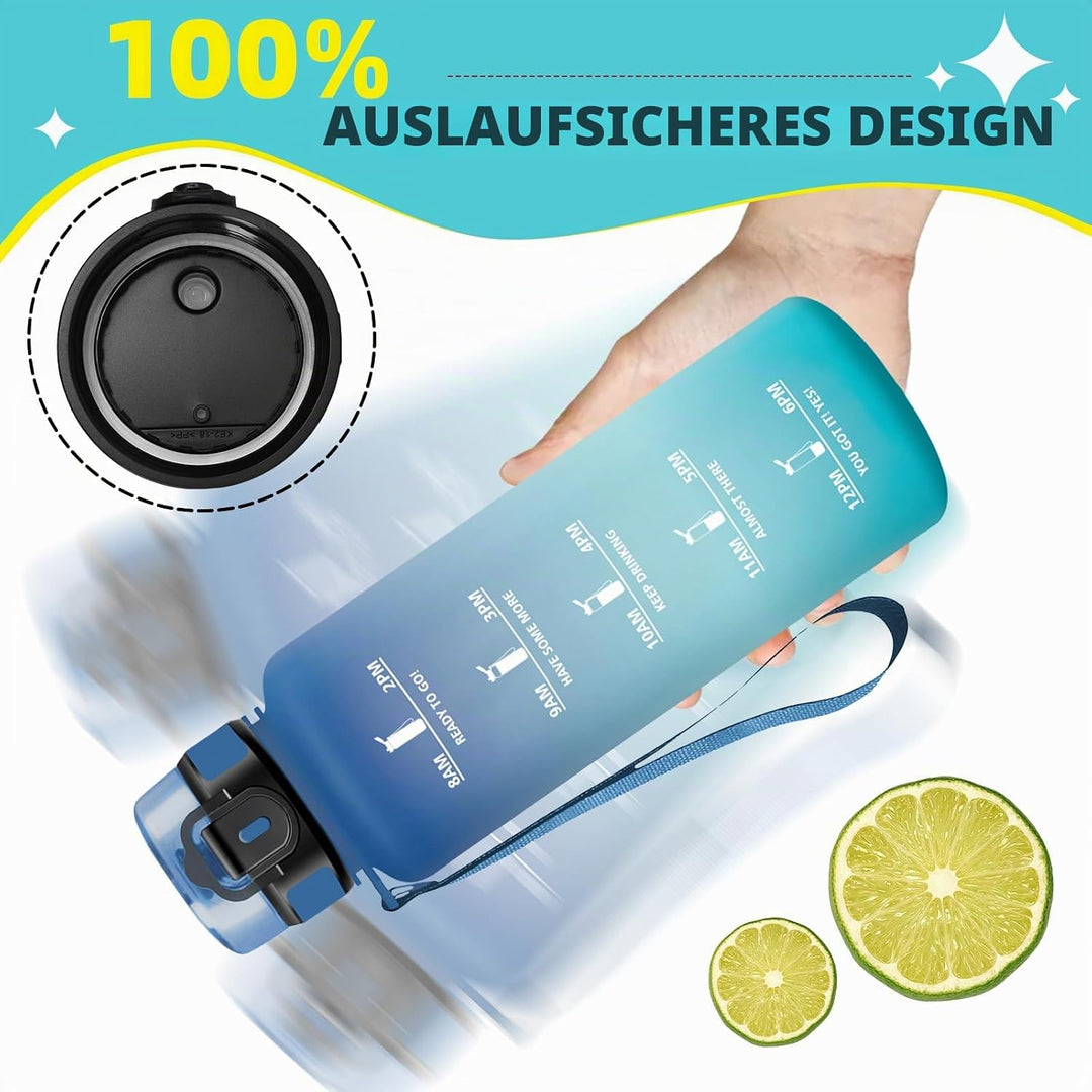 Trinkflasche 1.5l, Wasserflasche Sport, Trinkflasche Erwachsene, Wasserflasche Auslaufsicher, mit Ze