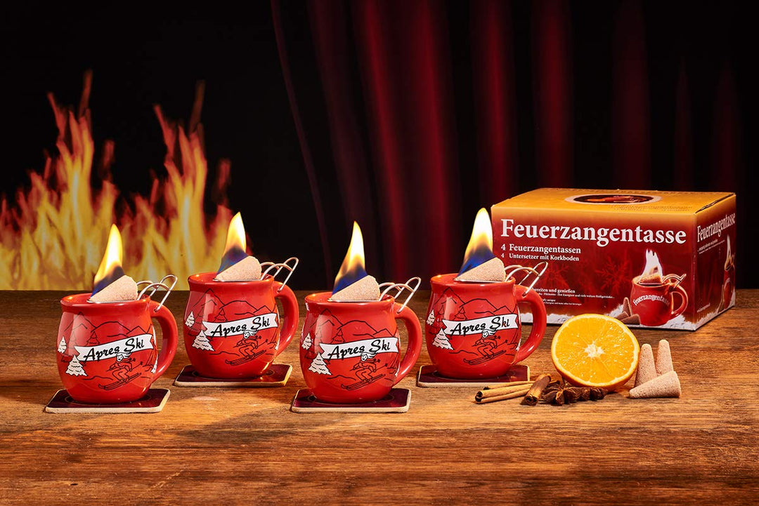 Feuerzangentasse 4er-Set, Rot/Après-Ski - für Feuerzangenbowle, Rot/Après-ski
