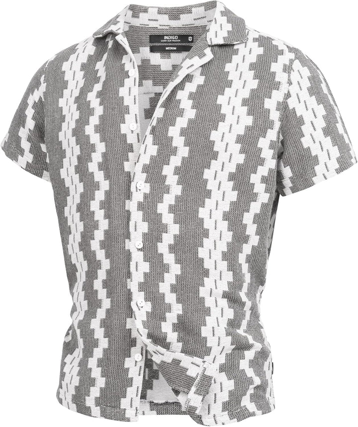 Indicode Herren INCosby Kurzarmhemd mit Button-Down-Kragen | Herrenhemd gestreift Kurzarm Hemd XL Ar