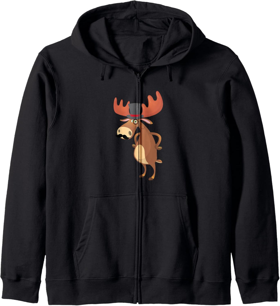 Lustiger Elch mit Hut & Schnurrbart Geschenk Kapuzenjacke