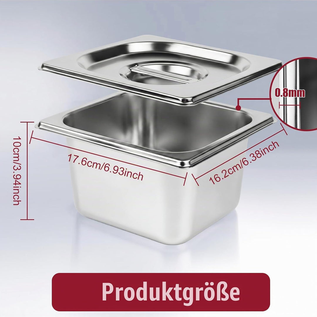 Panierschalen Set 4-teilig, GN 1/6 Behälter, 17,6 x 16,2 x 10 cm Panierset für Koteletts, Gastronorm
